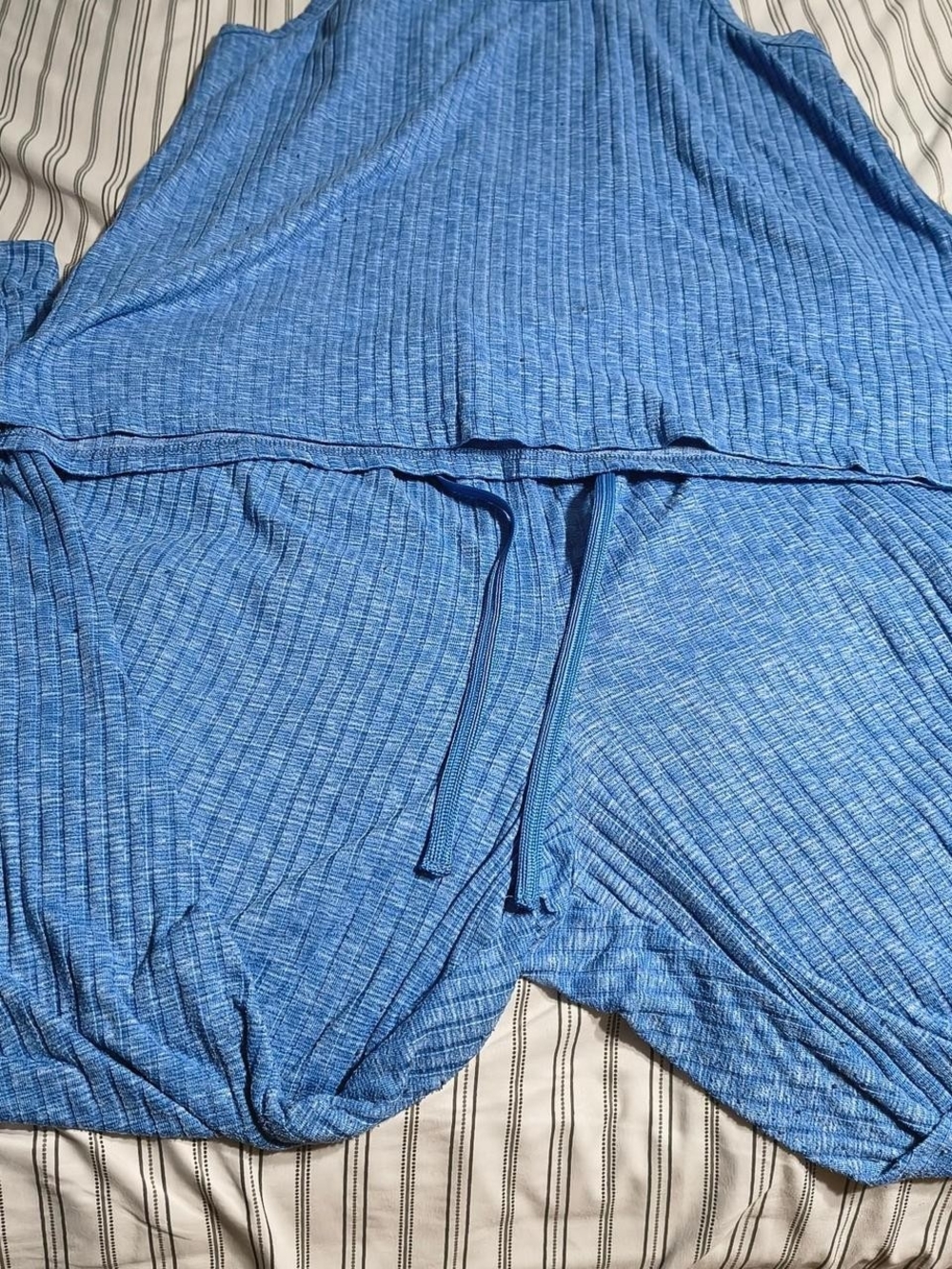 No Boundaries Blue Ribbed Pajama Set